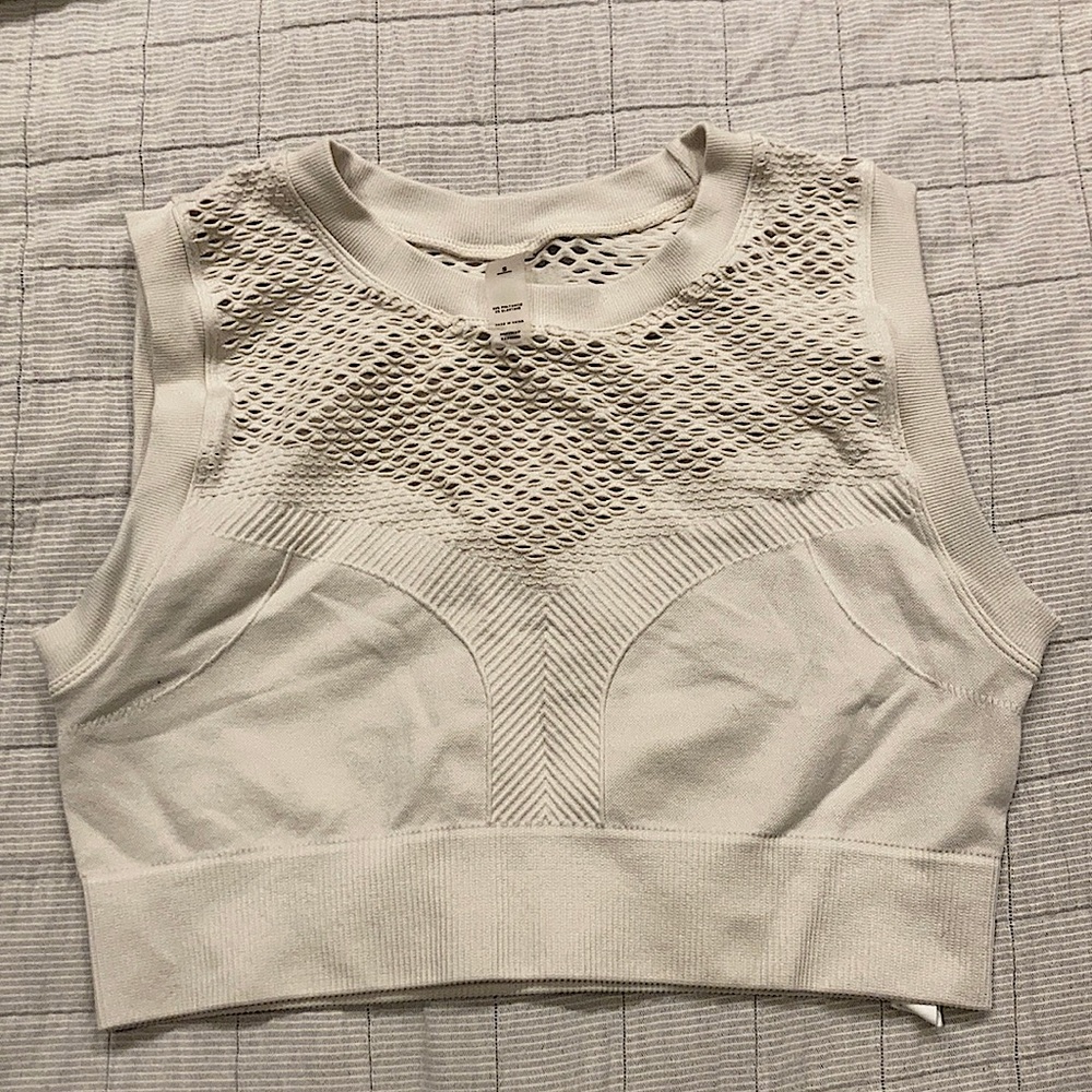 Cream Mesh Workout Top